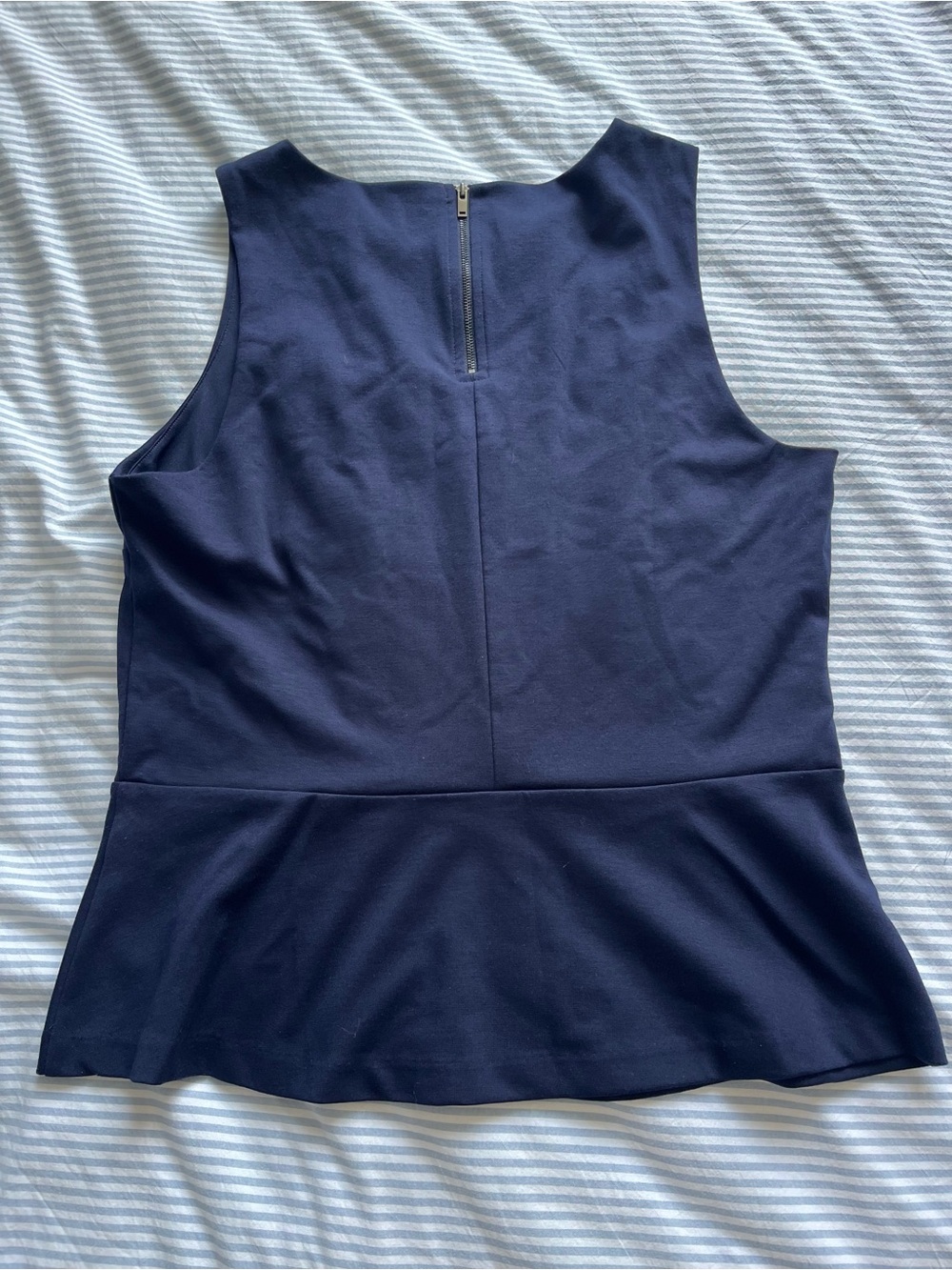 Ann Taylor Navy Peplum Tank with Lace Front Panel - Picture 4 of 4